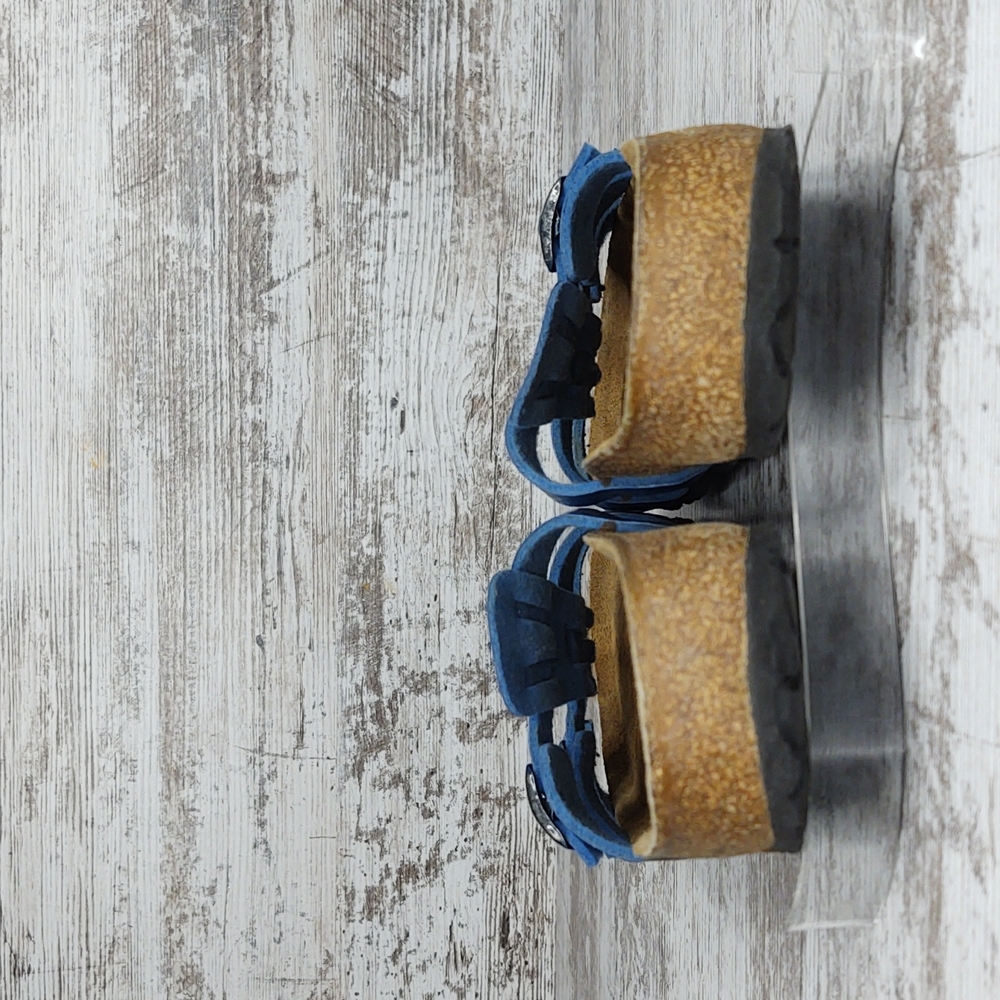 🟦Sz 37 Like New Birkenstock Blue Triple Strap Slide Sandal - Picture 12 of 16